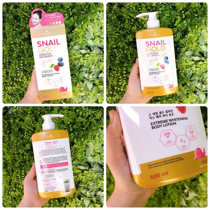 [SG INSTOCK] PRECIOUS SKIN THAILAND SNAIL GOLD ARBUTIN MIX BERRY BODY LOTION 500ML