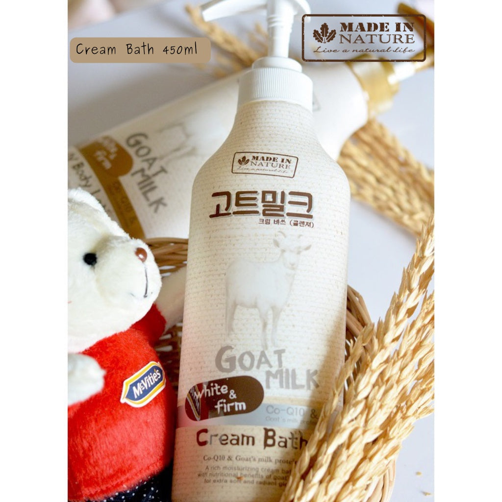 [SG INSTOCK]Made in Nature White & Firm Goat Milk UV Body Lotion,Co-Q10 Cream Bath 450ML