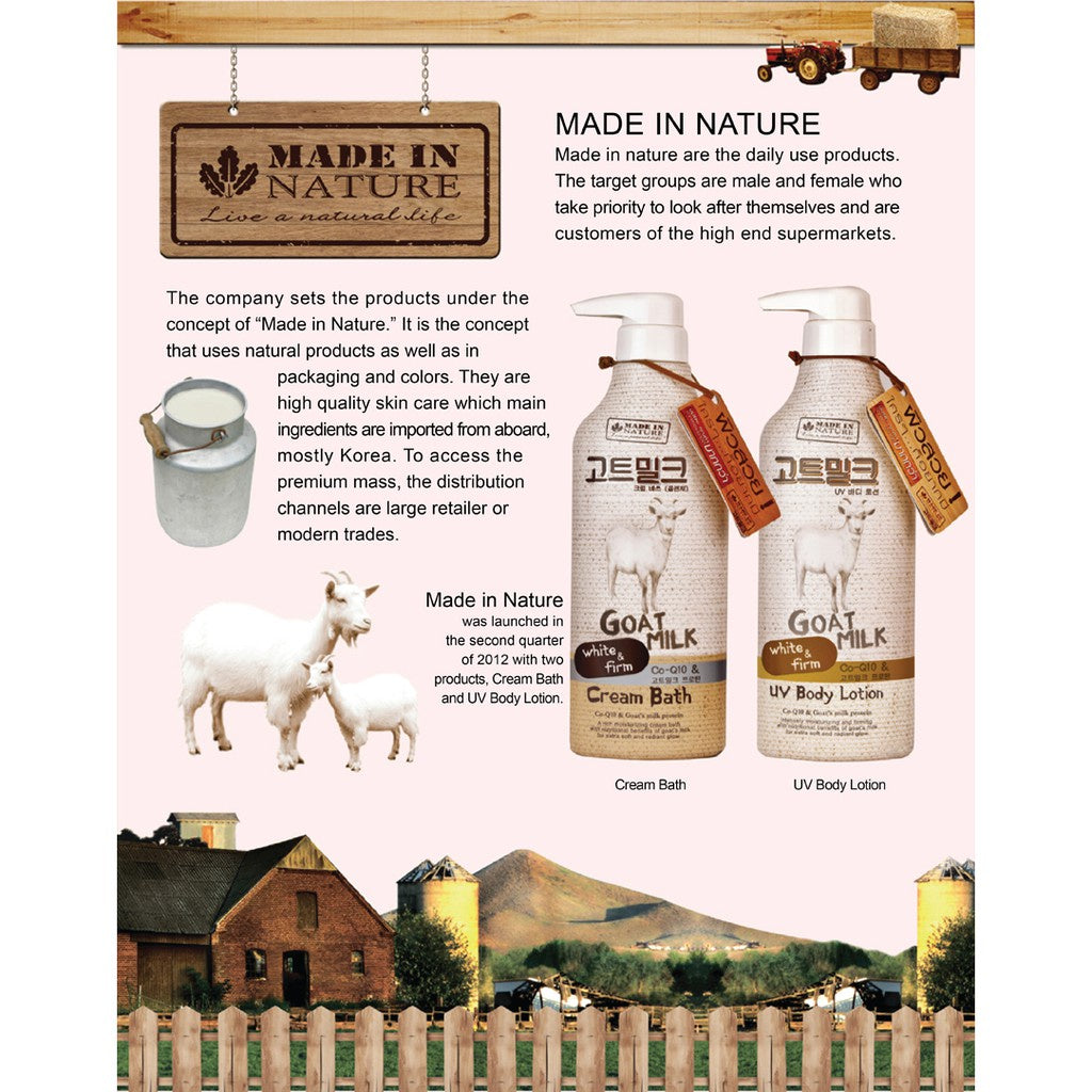 [SG INSTOCK]Made in Nature White & Firm Goat Milk UV Body Lotion,Co-Q10 Cream Bath 450ML