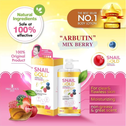 [SG INSTOCK] PRECIOUS SKIN THAILAND SNAIL GOLD ARBUTIN MIX BERRY BODY LOTION 500ML