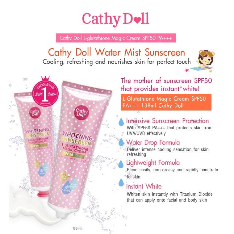 Cathy Doll L-Glutathione Magic Cream SPF50 PA+++138ml