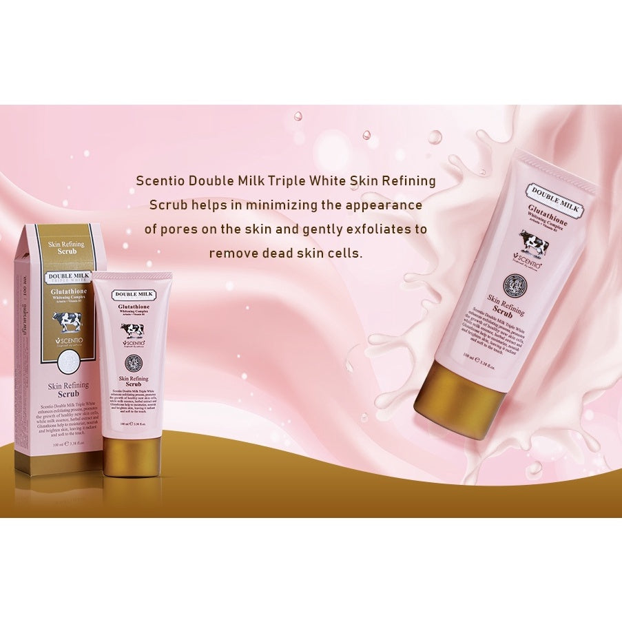 [SG INSTOCK] SCENTIO DOUBLE MILK TRIPLE WHITE SKIN REFINING SCRUB 100 ML