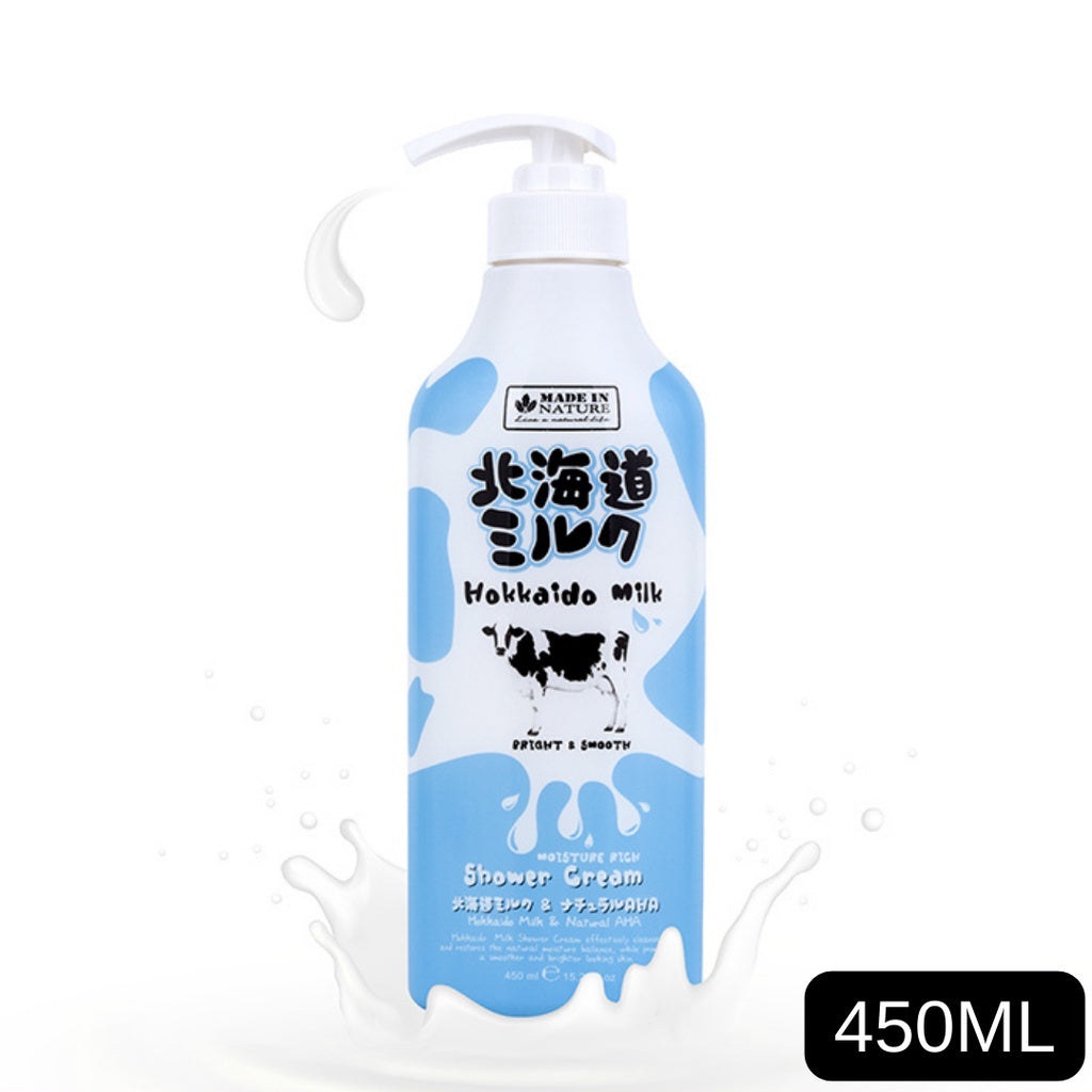 [SG INSTOCK] MADE IN NATURE HOKKAIDO MILK MOISTURE RICH SHOWER CREAM 450 ML
