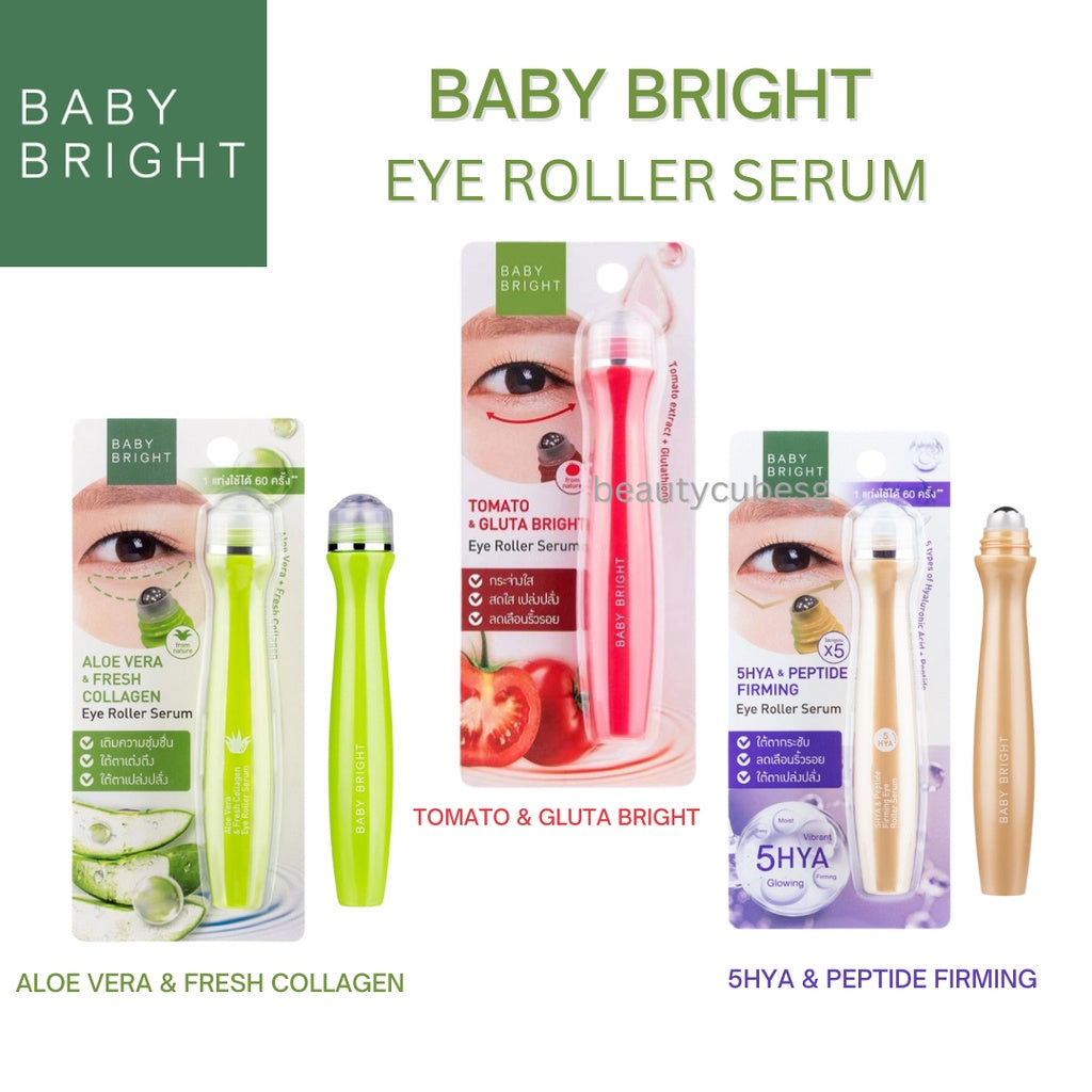 [SG SELLER] BABY BRIGHT Tomato & Gluta Bright ,5Hya & Peptide Firming ,Aloe Vera & Fresh Collagen Eye Roller Serum 15ML