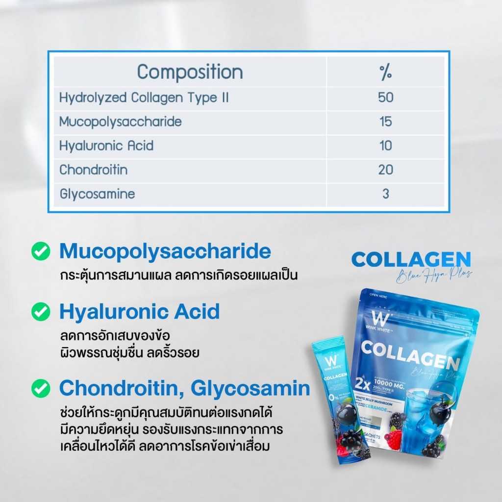 [SG INSTOCK] Wink White W Collagen Pink Glow Plus & Blue Hya Plus Dipeptide 0% Sugar