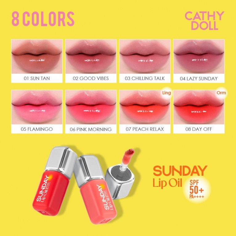 [SG INSTOCK] CATHY DOLL SUNDAY LIP OIL SPF50+ PA++++ 3.5g