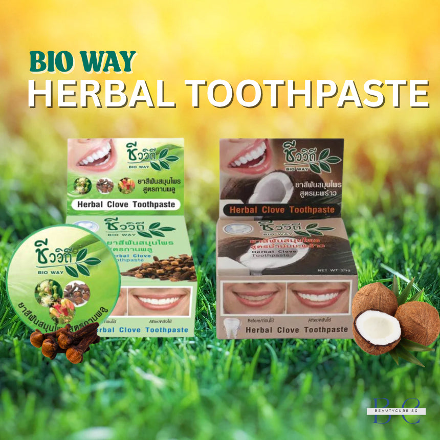 [SG INSTOCK] BIO WAY HERBAL CLOVE, HERBAL COCONUT TOOTHPASTE 25G