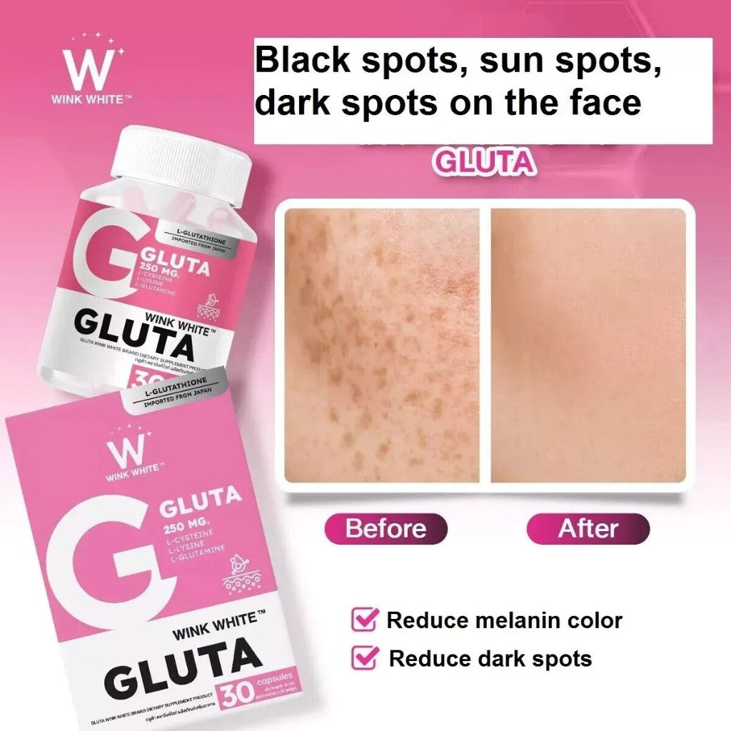 [SG INSTOCK] WINK WHITE GLUTA WHITENING SKIN CARE SUPPLEMENT FOR YOURTHFUL GLOW SKIN (30 CAPS)