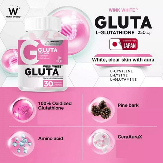[SG INSTOCK] WINK WHITE GLUTA WHITENING SKIN CARE SUPPLEMENT FOR YOURTHFUL GLOW SKIN (30 CAPS)