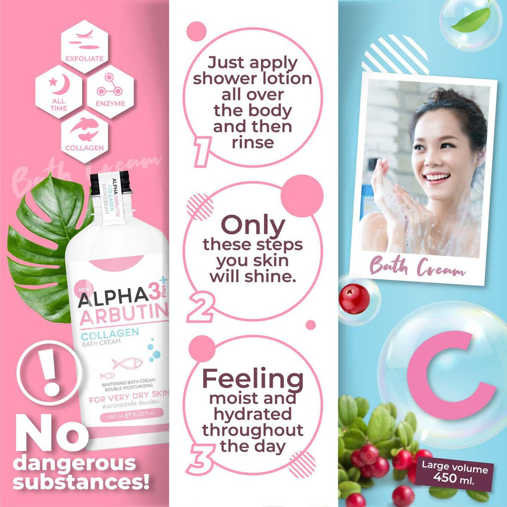 [SG INSTOCK] PRECIOUS SKIN THAILAND ALPHA ARBUTIN 3 PLUS COLLAGEN BATH CREAM 350ML
