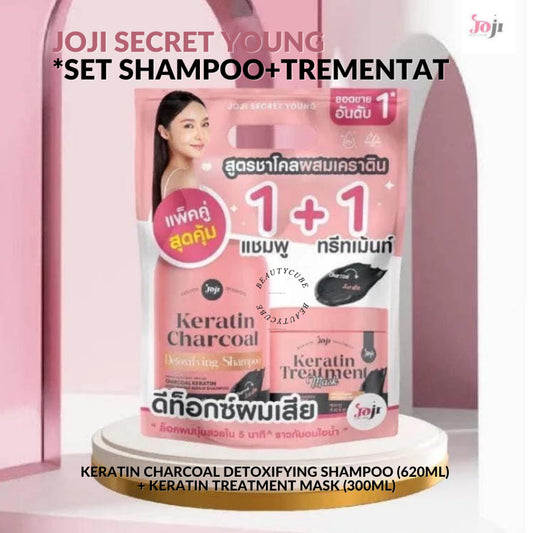 [SG INSTOCK]JOJI Secret Young *Set Charcoal Keratin Detoxifying Shampoo 620ml+Charcoal Keratin Hair Treatment Mask 300ml