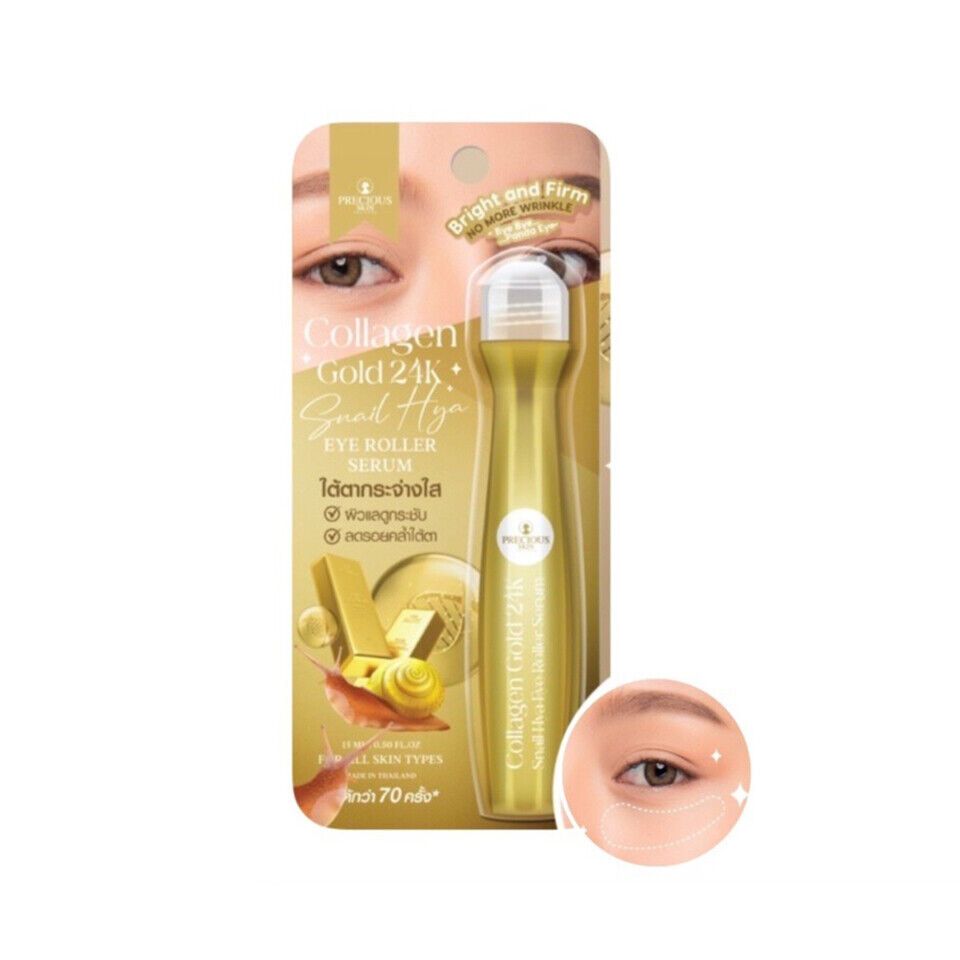 [SG INSTOCK] PRECIOUS SKIN THAILAND COLLAGEN GOLD 24K SNAIL HYA EYE ROLLER SERUM 15ML