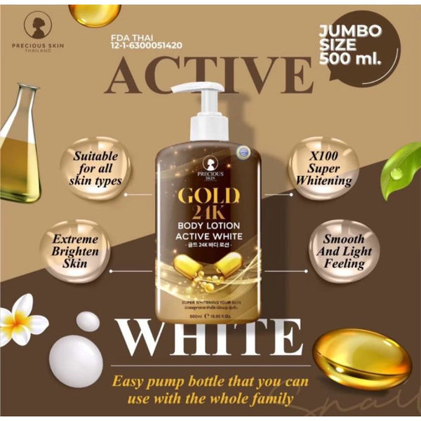 [SG INSTOCK] PRECIOUS SKIN THAILAND GOLD 24K BODY LOTION ACTIVE WHITE 500ML