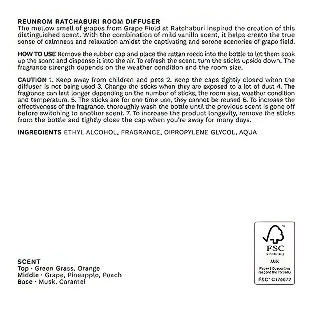 (SG INSTOCK) REUNROM PREMIUM ROOM DIFFUSER 200ML RATCHABURI
