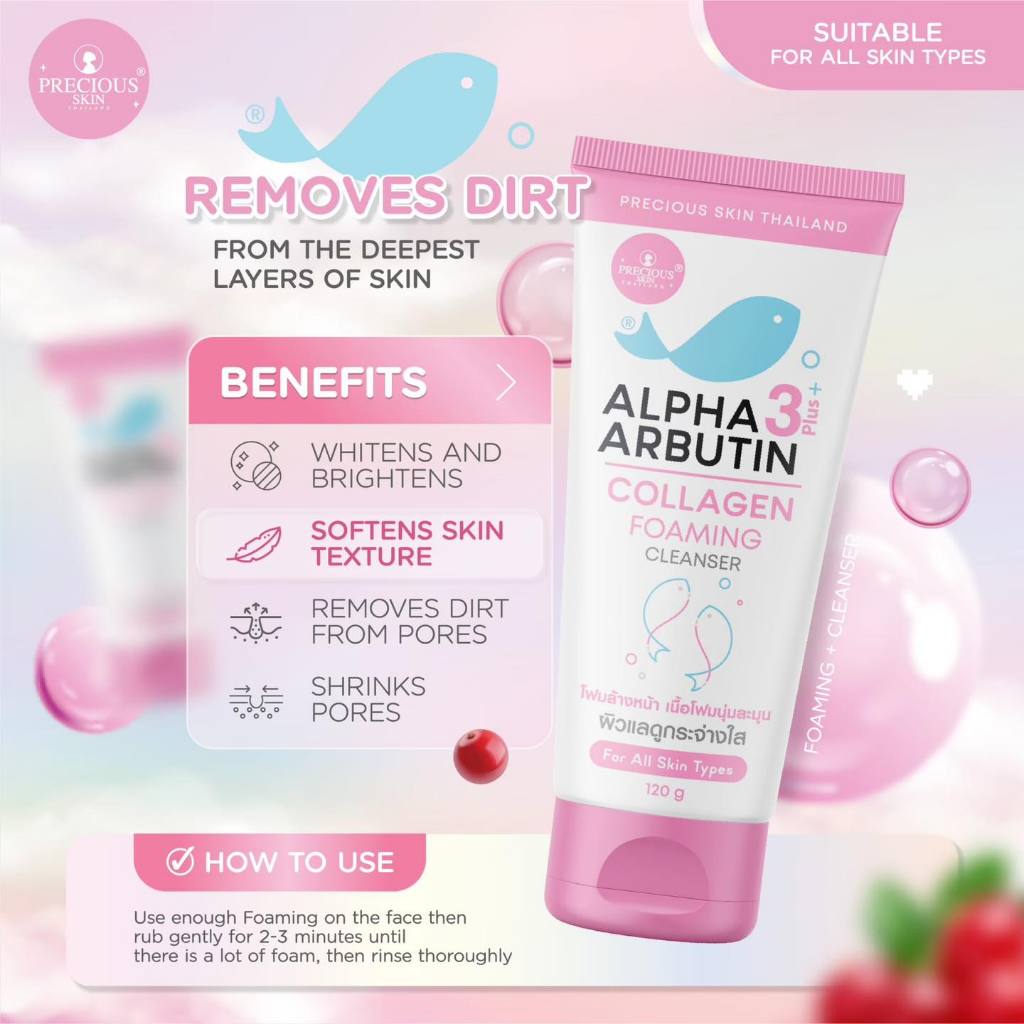 [SG INSTOCK] PRECIOUS SKIN ALPHA ARBUTIN 3PLUS COLLAGEN FOAMING CLEANSER 120ML