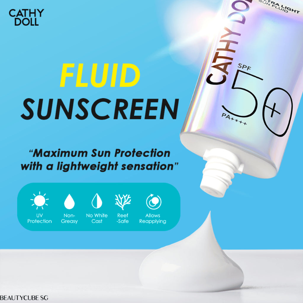 [SG SELLER] CATHY DOLL ULTRA LIGHT SUN FLUID SPF50 PA++++ 15ML/40ML
