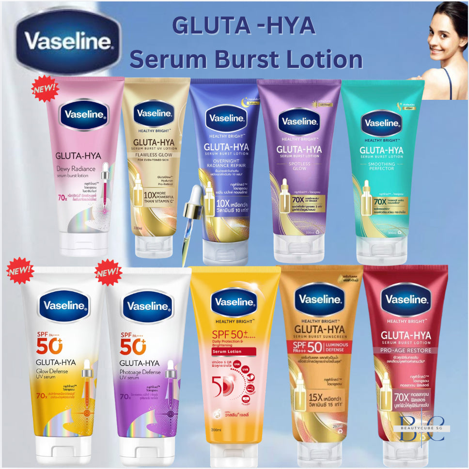 [SG INSTOCK] Vaseline Gluta HYA Serum Burst Lotion Dewy Radiance, Flawless Glow, Overnight Radiance, Luminous, Pro Age