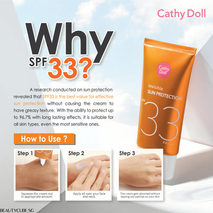 [SG SELLER] CATHY DOLL INVISIBLE SUN PROTECTION SPF33 PA+++ 20ML,60ML