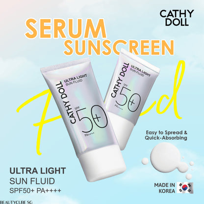 [SG SELLER] CATHY DOLL ULTRA LIGHT SUN FLUID SPF50 PA++++ 15ML/40ML