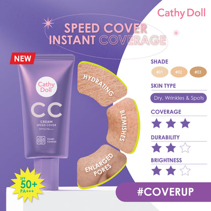 [SG INSTOCK] CATHY DOLL SPEED WHITE / SPEED COVER CC CREAM SPF50+ PA+++ 50ML
