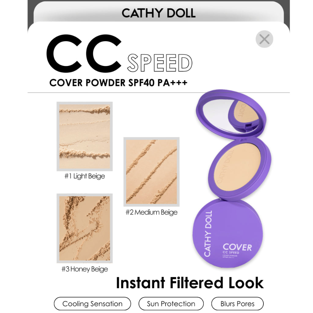 [SG INSTOCK] CATHY DOLL CC SPEED COVER POWDER SPF40 PA+++ 12G/4.5G